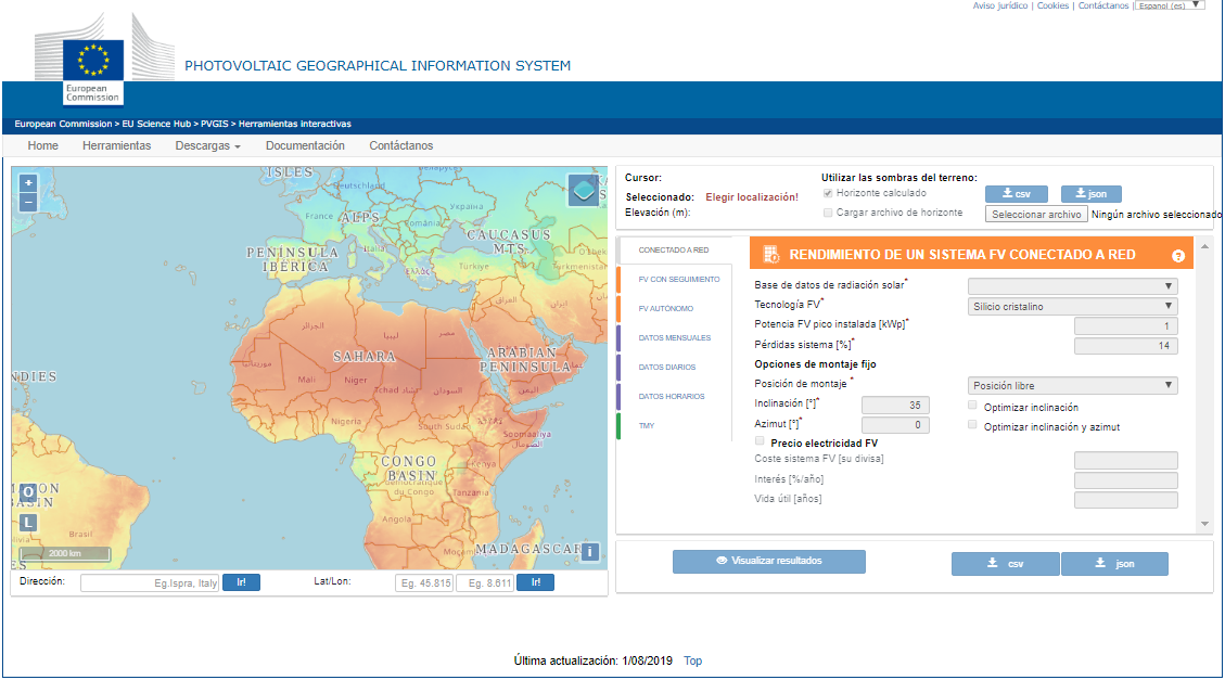 presentación del software PvGIS